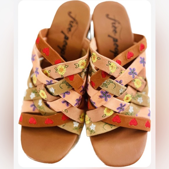 FREE PEOPLE Lisbon Suede Leather Platform Mules in Sandbar Multicolour Size 36.5 - Picture 2 of 14